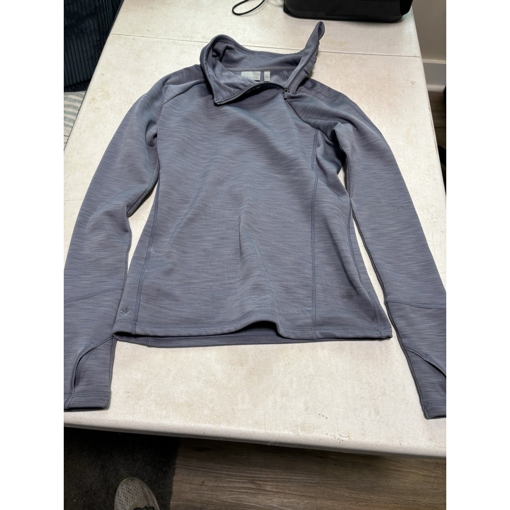 Athleta Womens Rush Creek 1/4 Zip Gray Fleece Pullover Turtle Neck Size Xxs